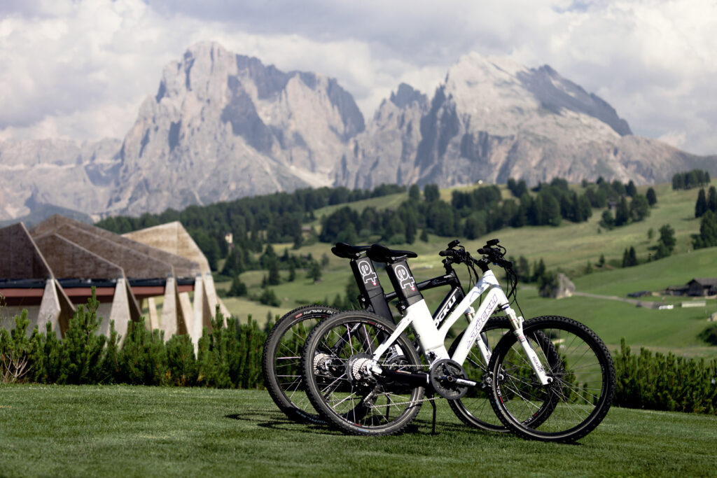 Alpin Luxe Bike Tours - E-bikes at a resort in the Dolomites