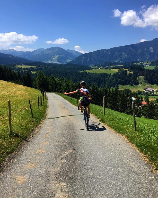 Mountain Biking in Europe Sienna Riding Mountain Bike in Austria
