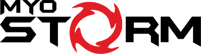 MyoStorm logo black and red