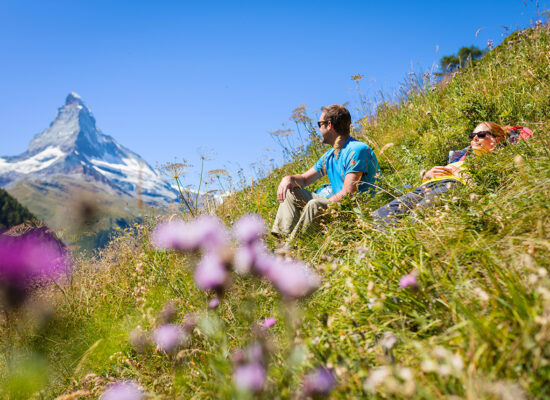 Couple Relaxing in the Mountains in Switzerland